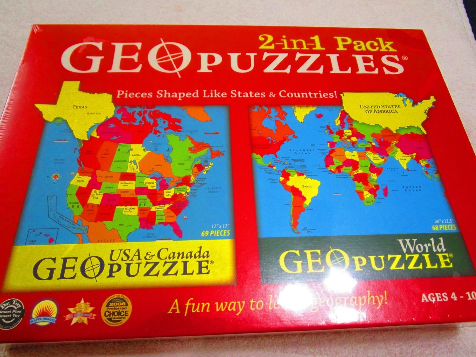 Geo Puzzle 2-In-1 Pack: Pieces Shaped Like States & Countries (2011, GEOtoys)