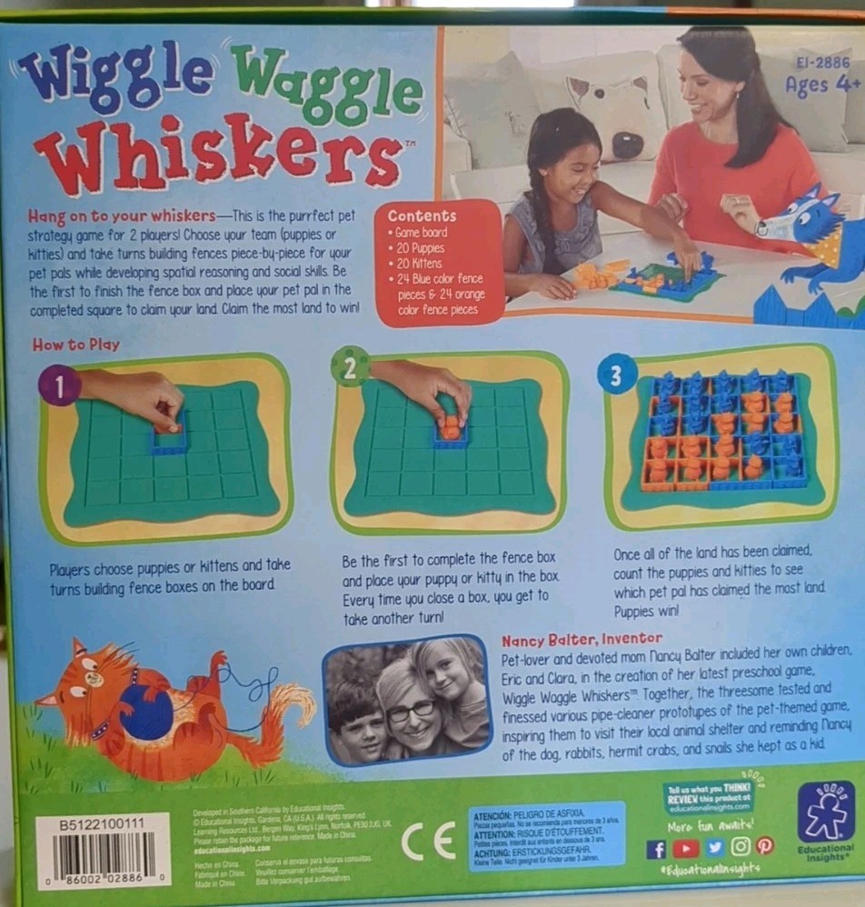Wiggle Waggle Whiskers Game, Educational Insights, 2 Players, Age4+