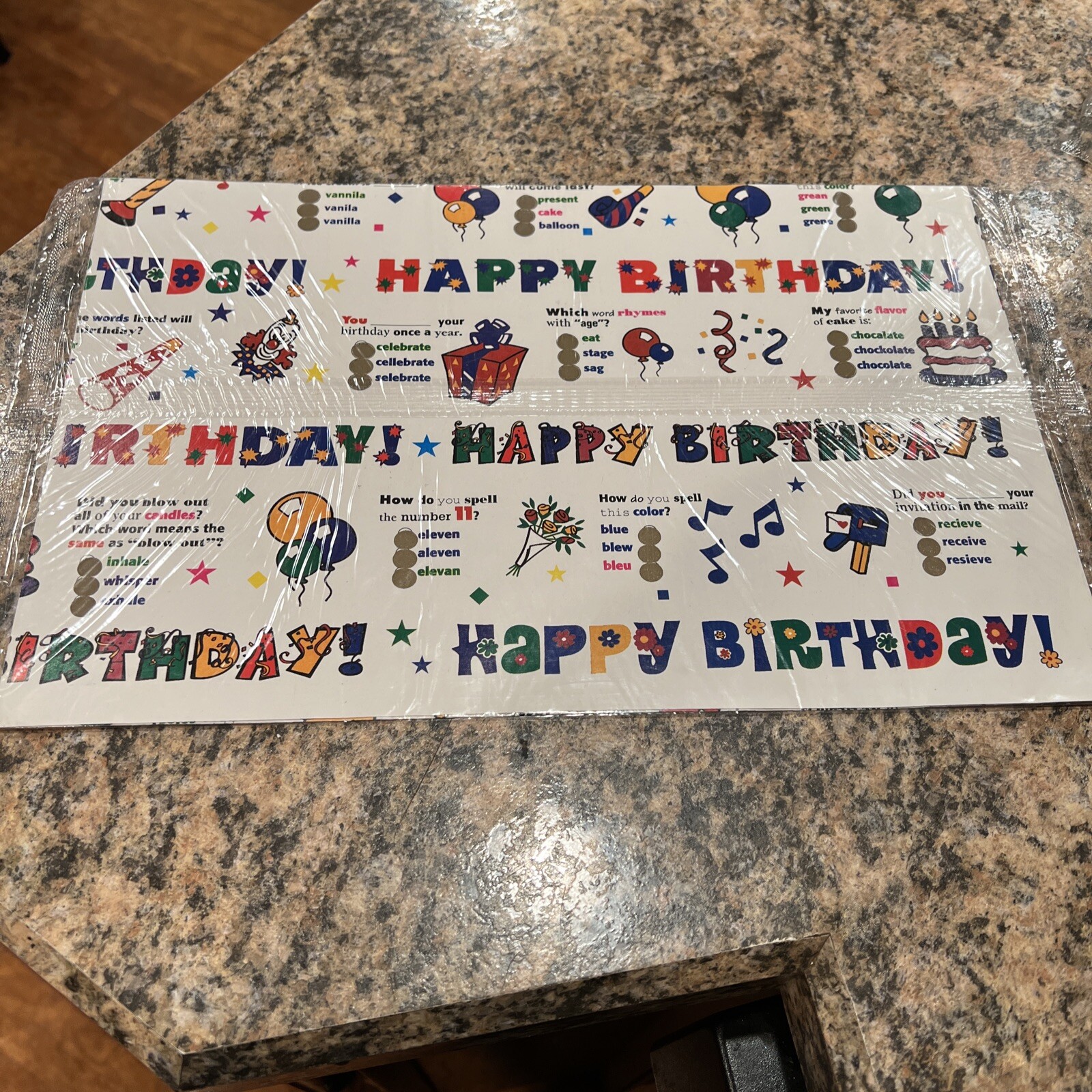 Vintage 1996 Scratch Wrap Happy Birthday Gift Wrapping Paper. Sealed Pack.