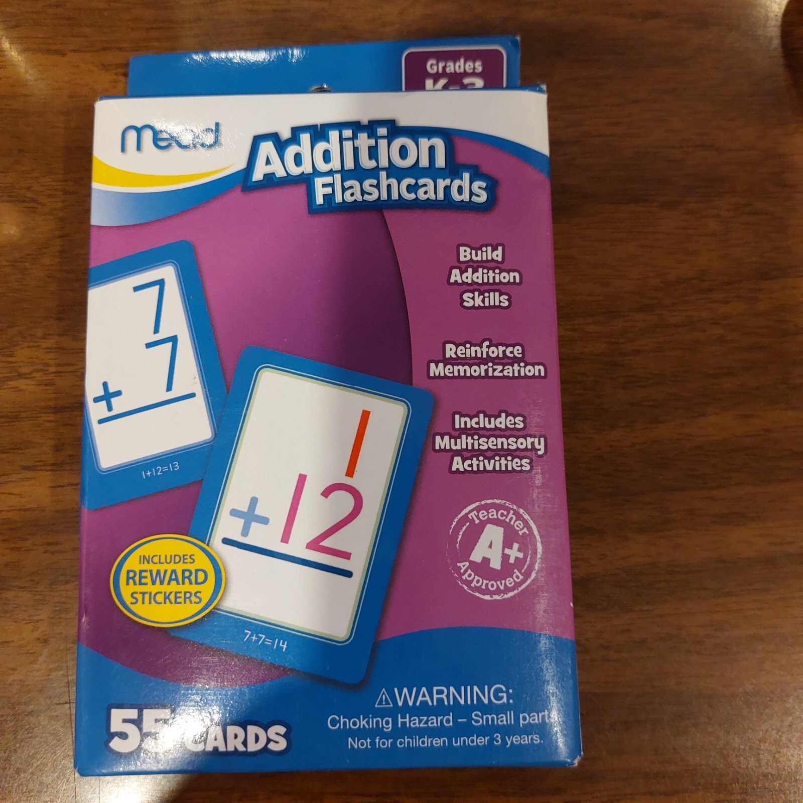 Mead Addition Flashcards 55 Cards Grades K-3rd Reward Stickers Included