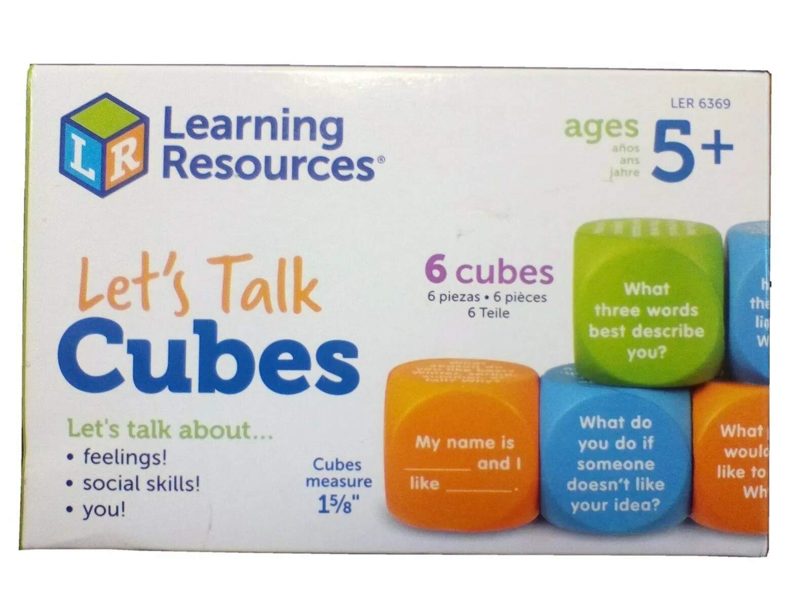 Learning Resources Let’s Talk Cubes 6 Pcs in 3 colors LER 6369 ages 5+/grades K+