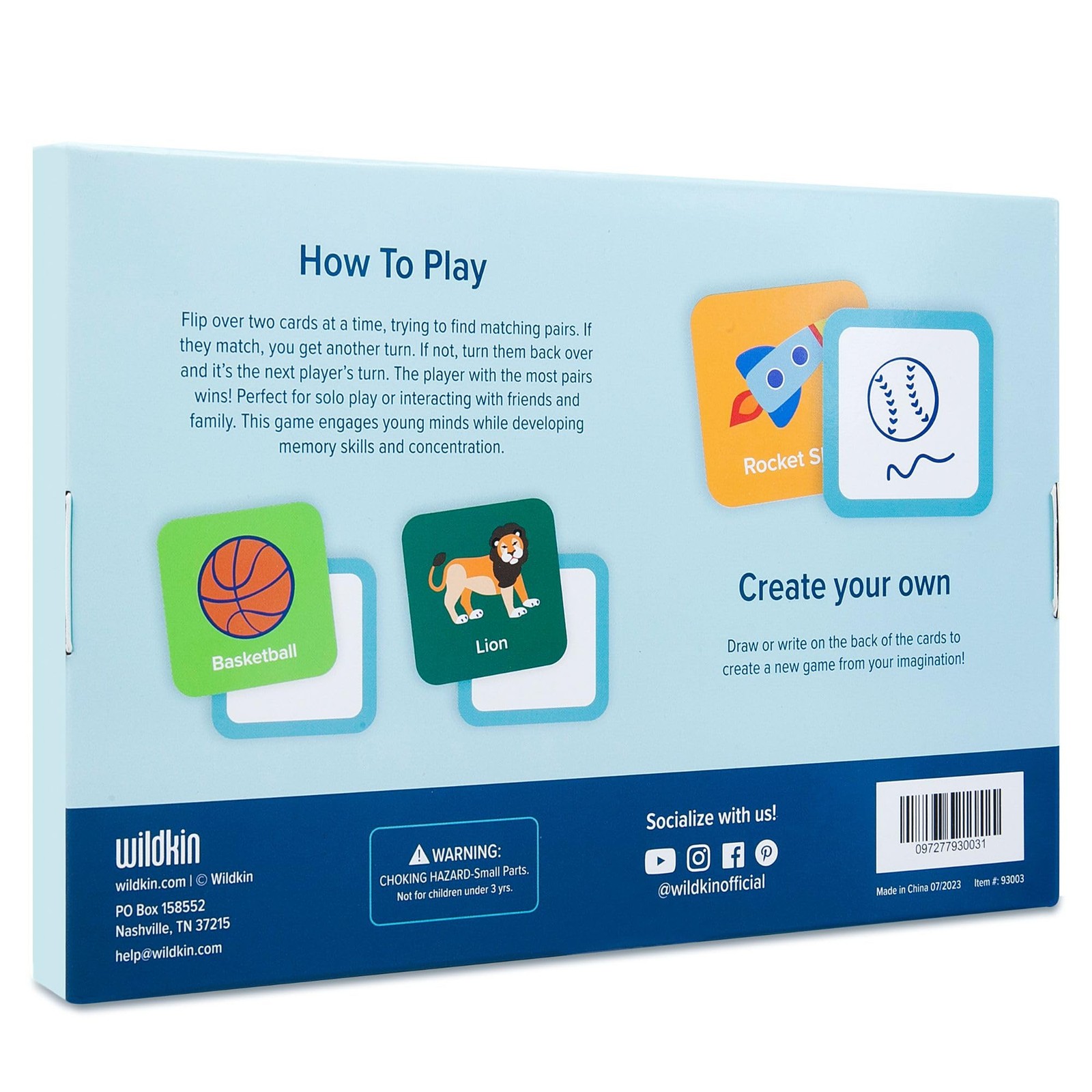 Wildkin Memory Matching Game 36 Educational Toddler Preschool Learning Cards