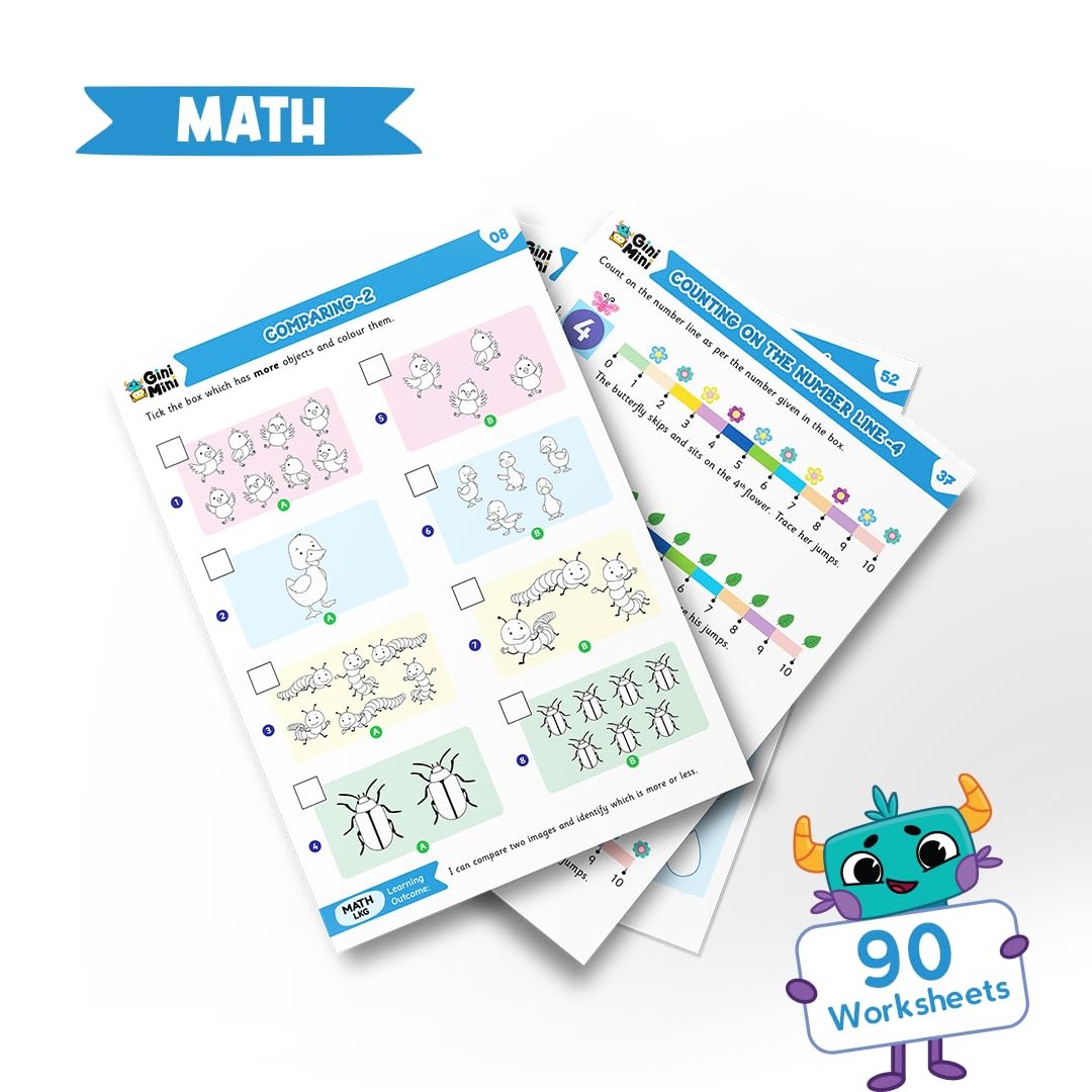 300 LKG Worksheets for Ages 3.5+ | English, Math, EVS, Science & Hindi, Index…