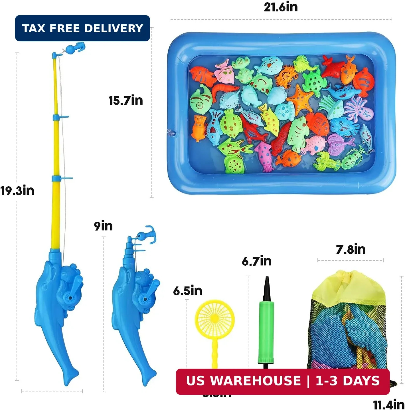 TOY Life 2-Player Magnetic Fishing Game for Kids 3-5 – Toddler Fishing Pole Set