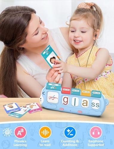 Phonics Learning Toy for Preschool Kids – Talking Flash Cards, Sound Machine, Ma