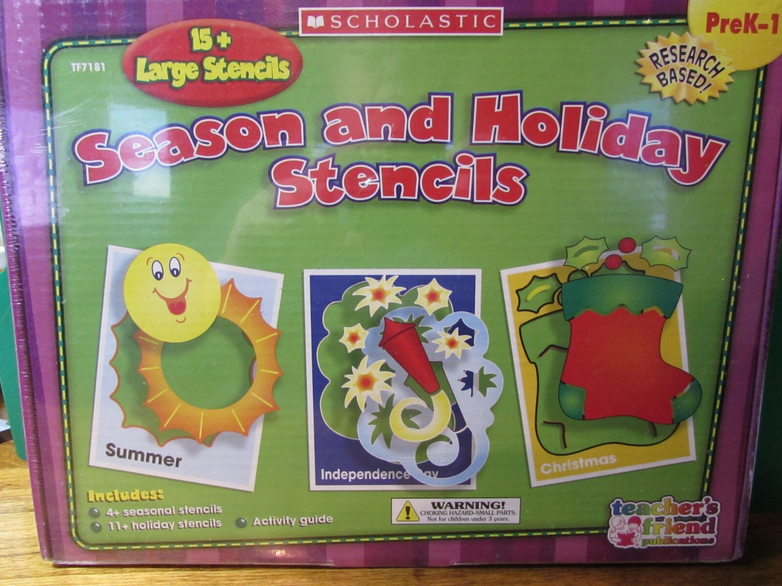 NEW/sealed Scholastic PreK-1 Season Holiday 15+ Large Stencils & activity guide