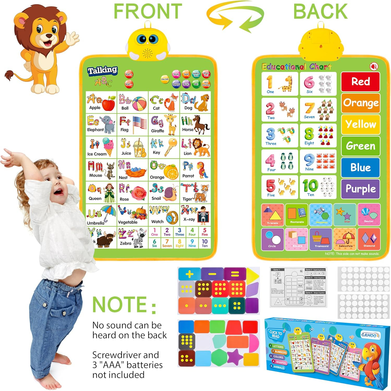 Electronic Alphabet Wall Chart, Talking ABC, 123S, Music Poster, Kids Montessori