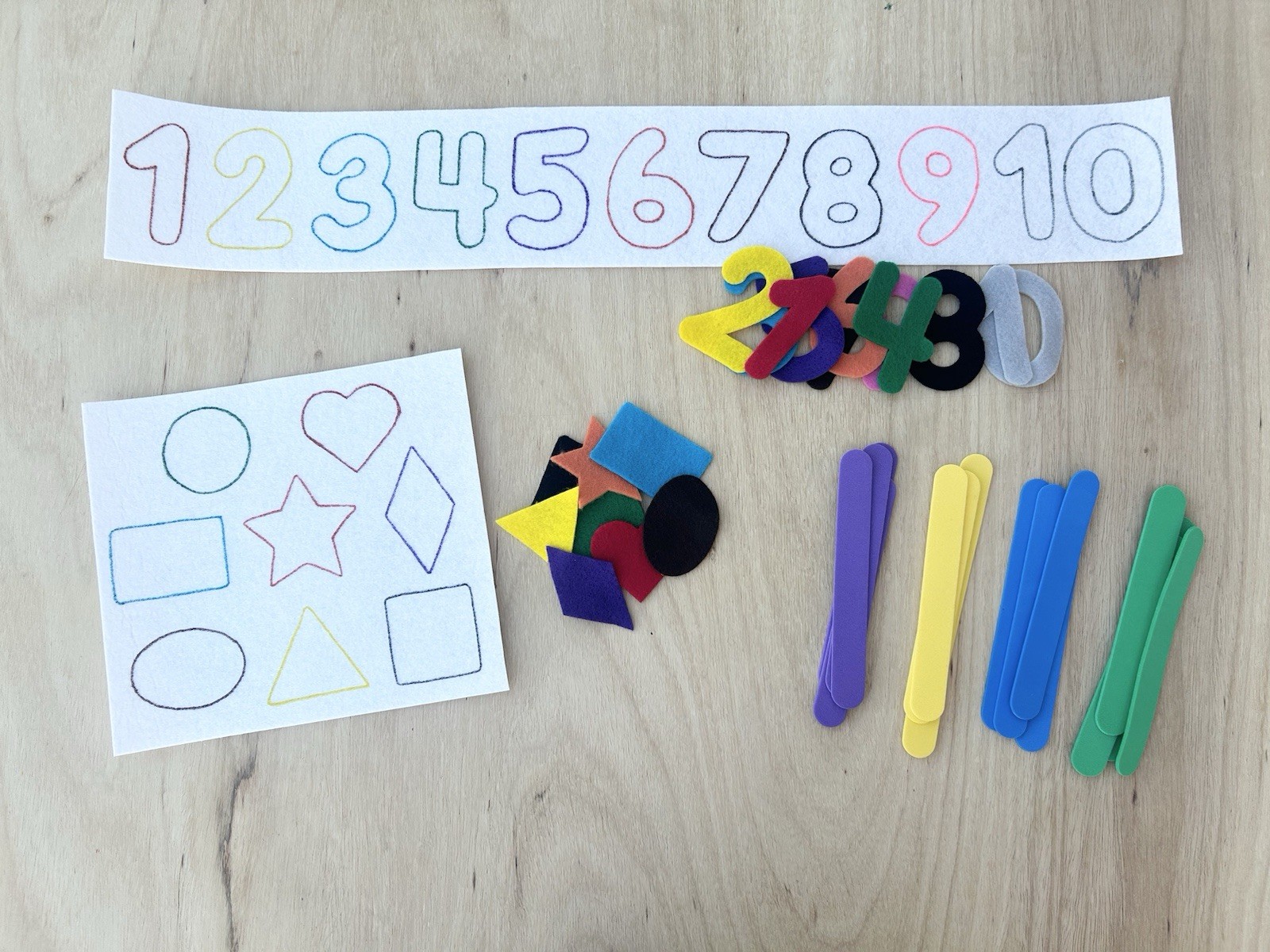Montessori Preschool Busy Bag Quiet Activities Travel Bag Felt Shapes & Numbers
