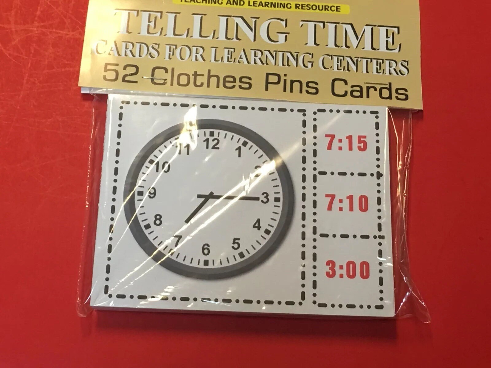 TELLING TIME – Cards for Learning Center 52 Cards- Letters Teaching Pre-k