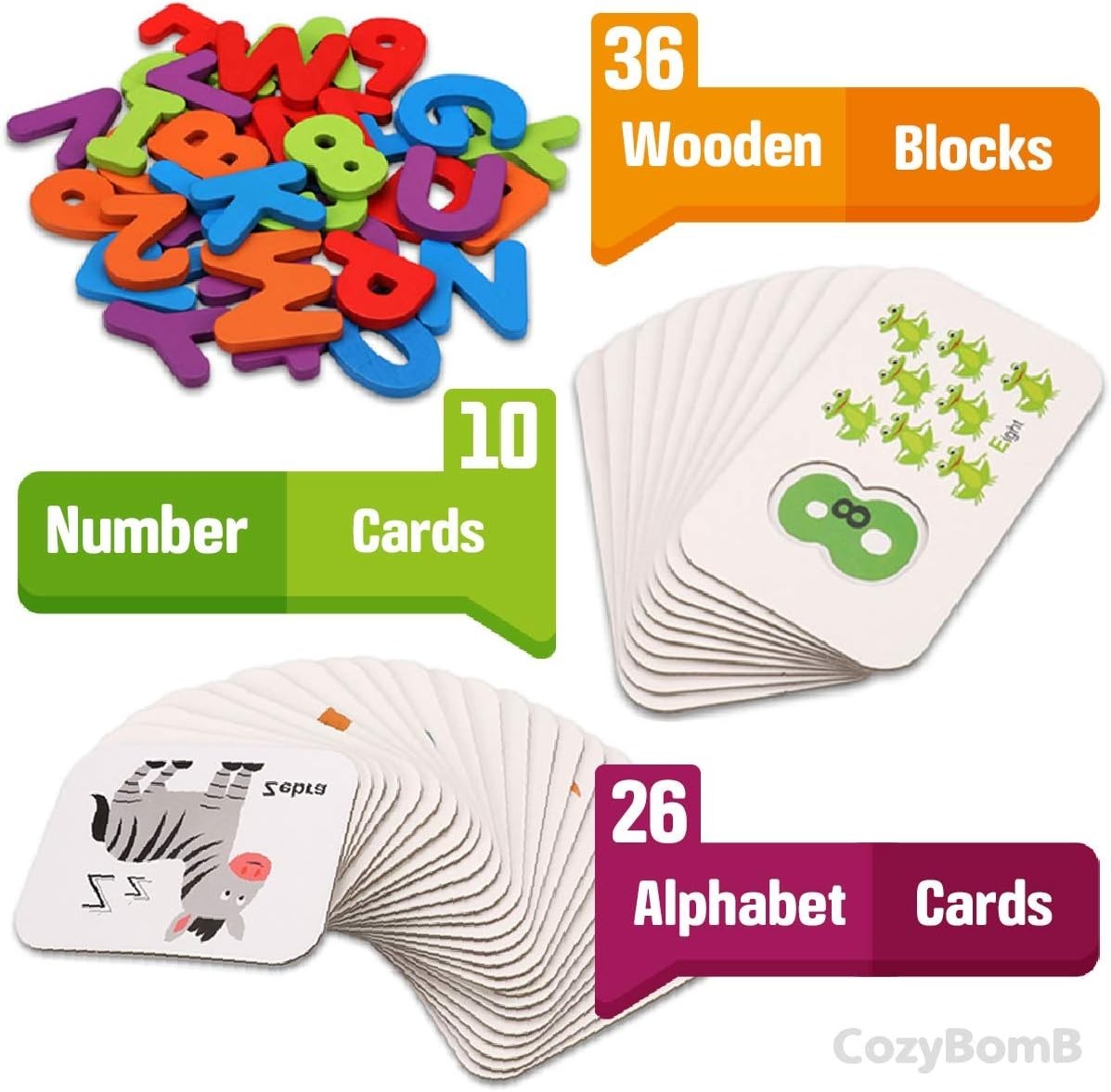 Montessori Alphabet Flash Cards: 100 Durable Educational Puzzles for Toddlers