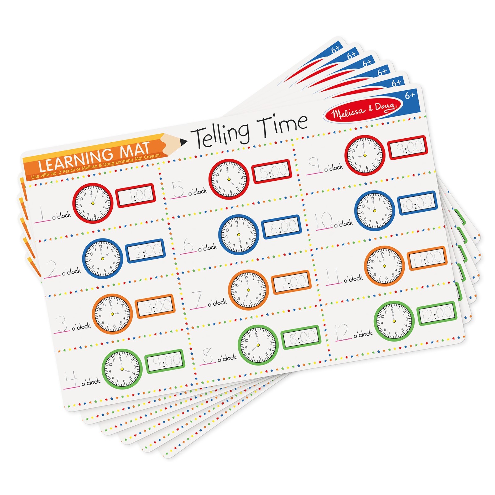 MELISSA & DOUG 5036 TELLING TIME BUNDLE OF 6 LEARNING MAT NEW