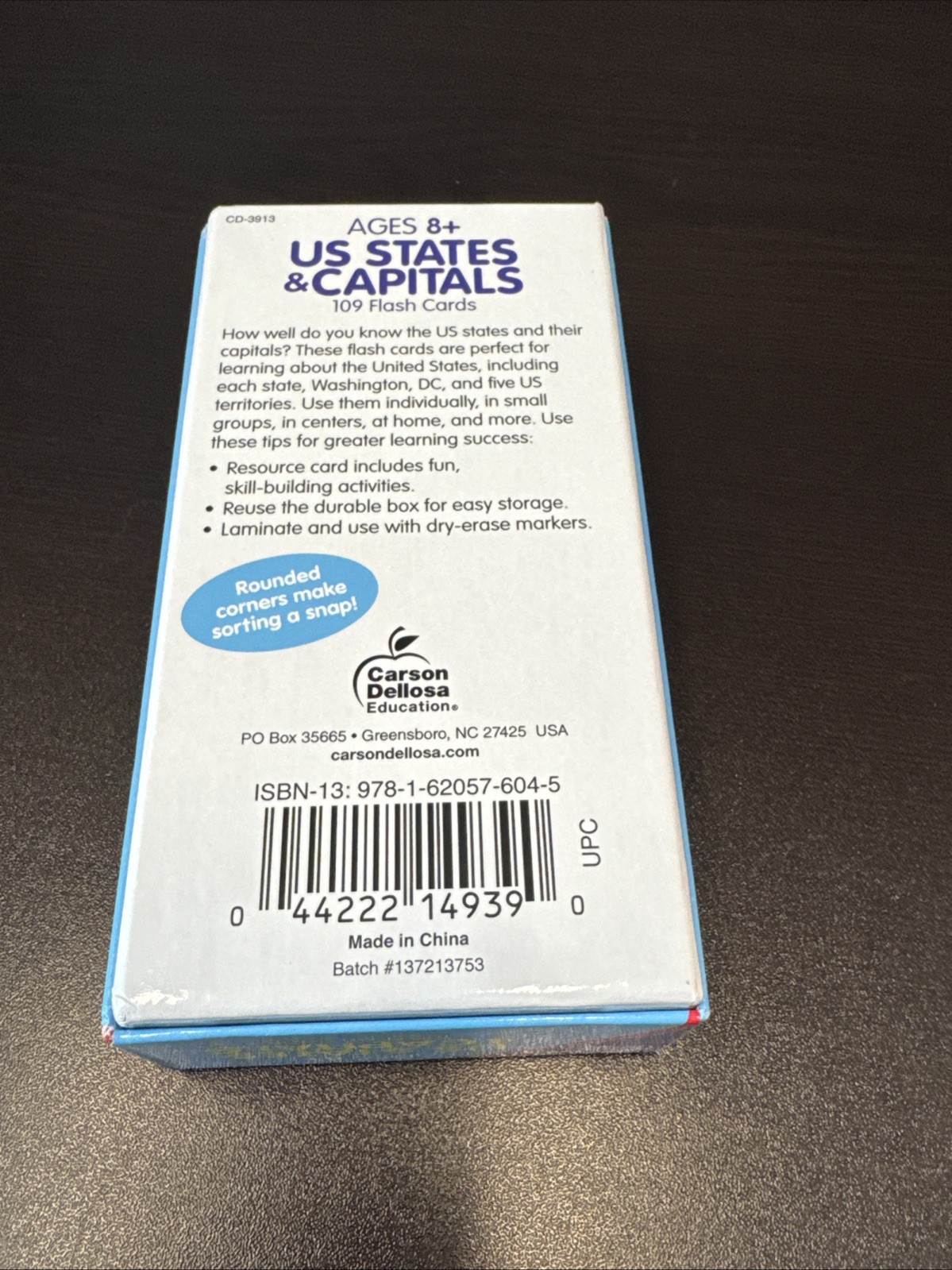 Carson Dellosa States and Capitals Flash Cards for Kids Ages 8+, Geography Flash