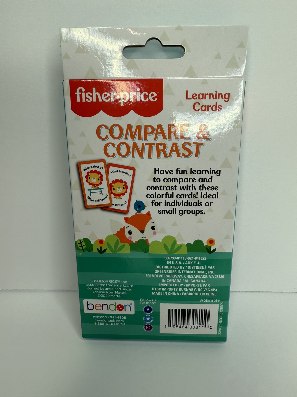 Fisher Price Bendon Compare & Contrast Learning Cards 36 Cards Brand New