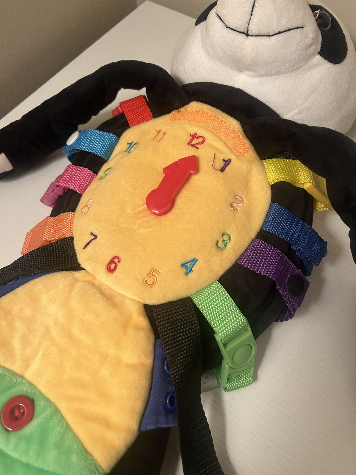 Buckle Toys Panda Backpack – Motor Skill Development Toy – Plush Learning Toy