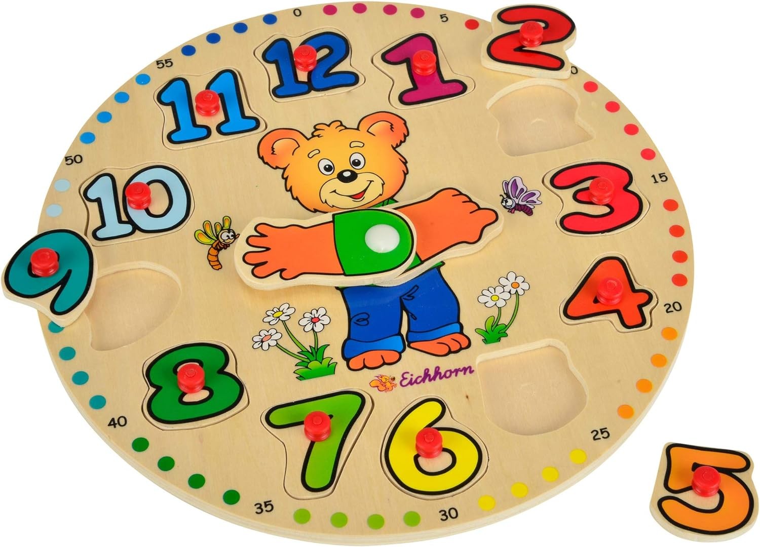Eichhorn Wooden Teaching Clock (13-Piece, Multi-Colour)