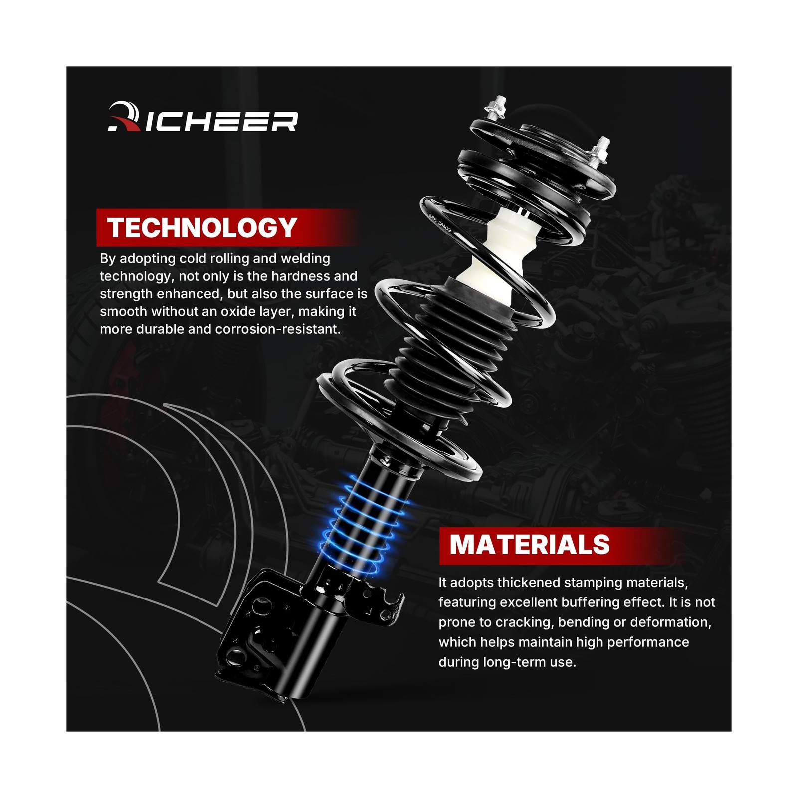 Richeer Front and Rear 4 PCS Strut Assembly Compatible with 2009-2013 Corolla…