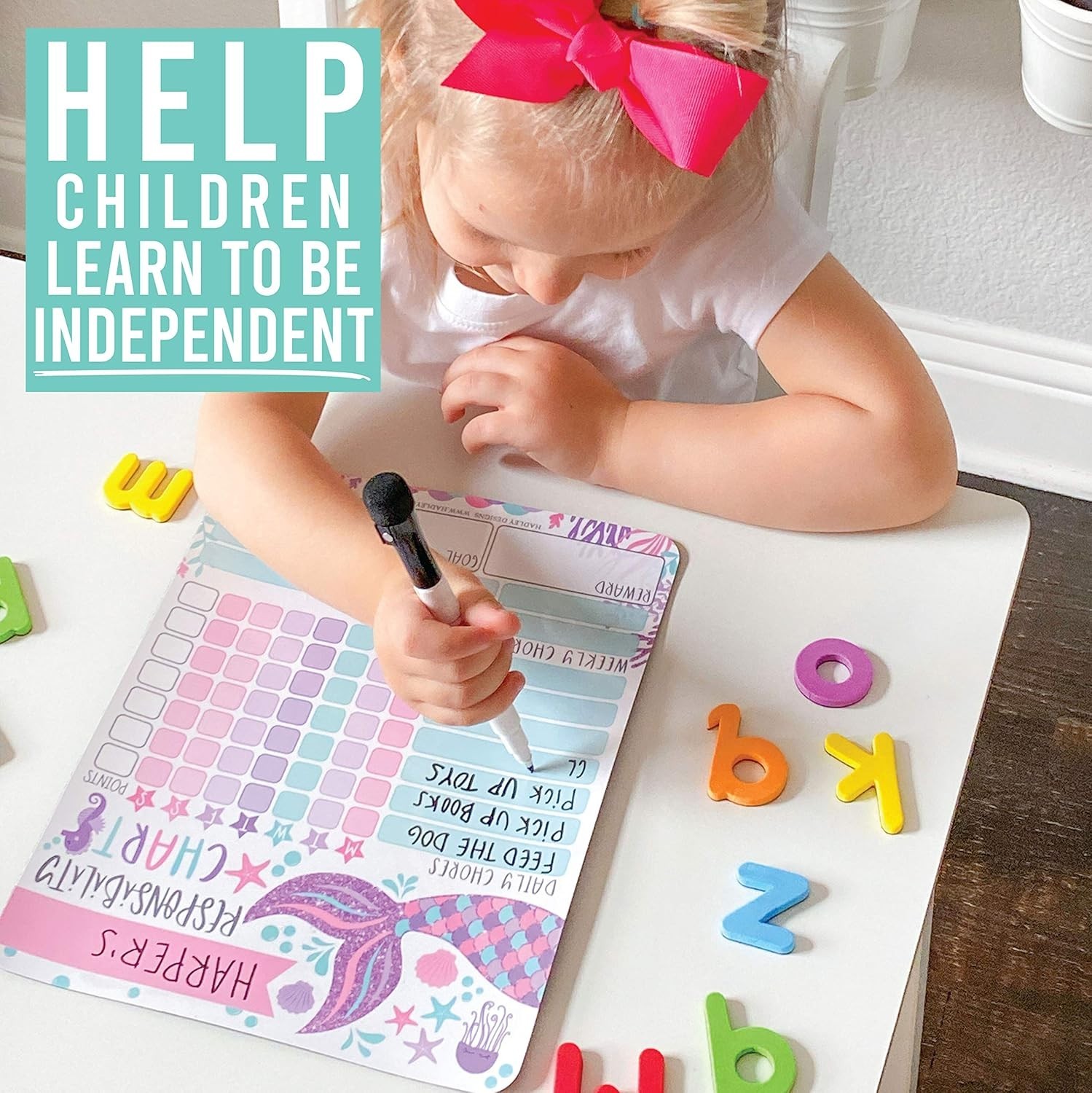Reusable Magnetic Chore Chart for Kids – Mermaid Design for Family Organization