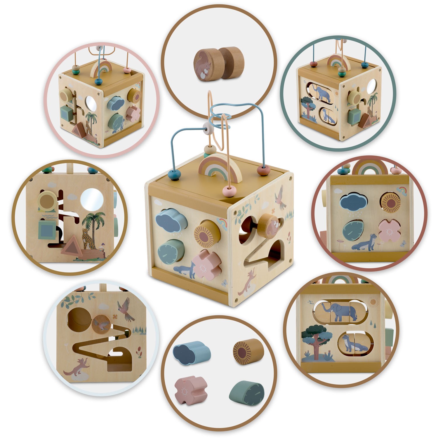 NK-861 Nukido Wooden Cube Sensory Toy