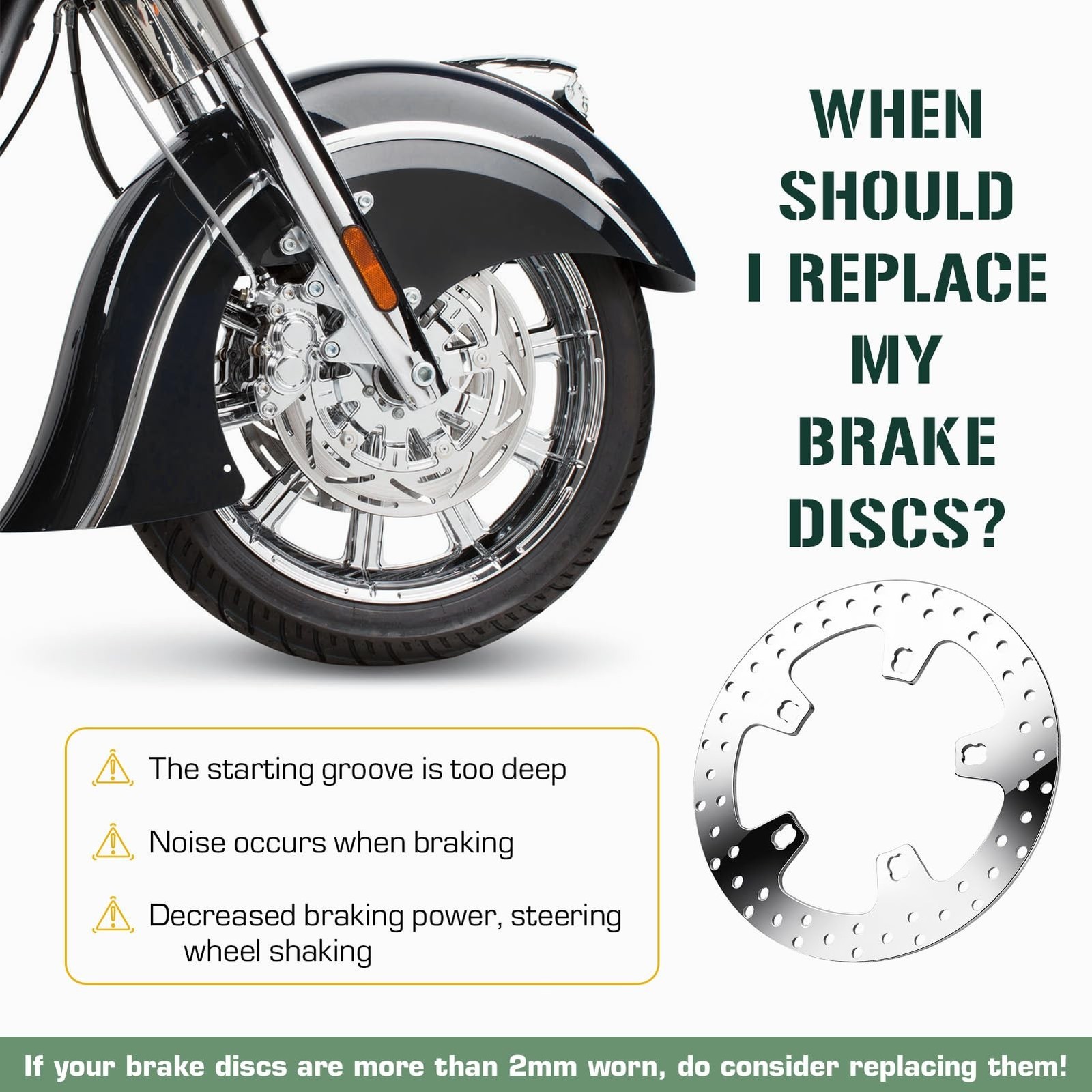 Youxmoto 11.8″ Front Brake Rotor for Harley Davidson Touring, for Road King E…