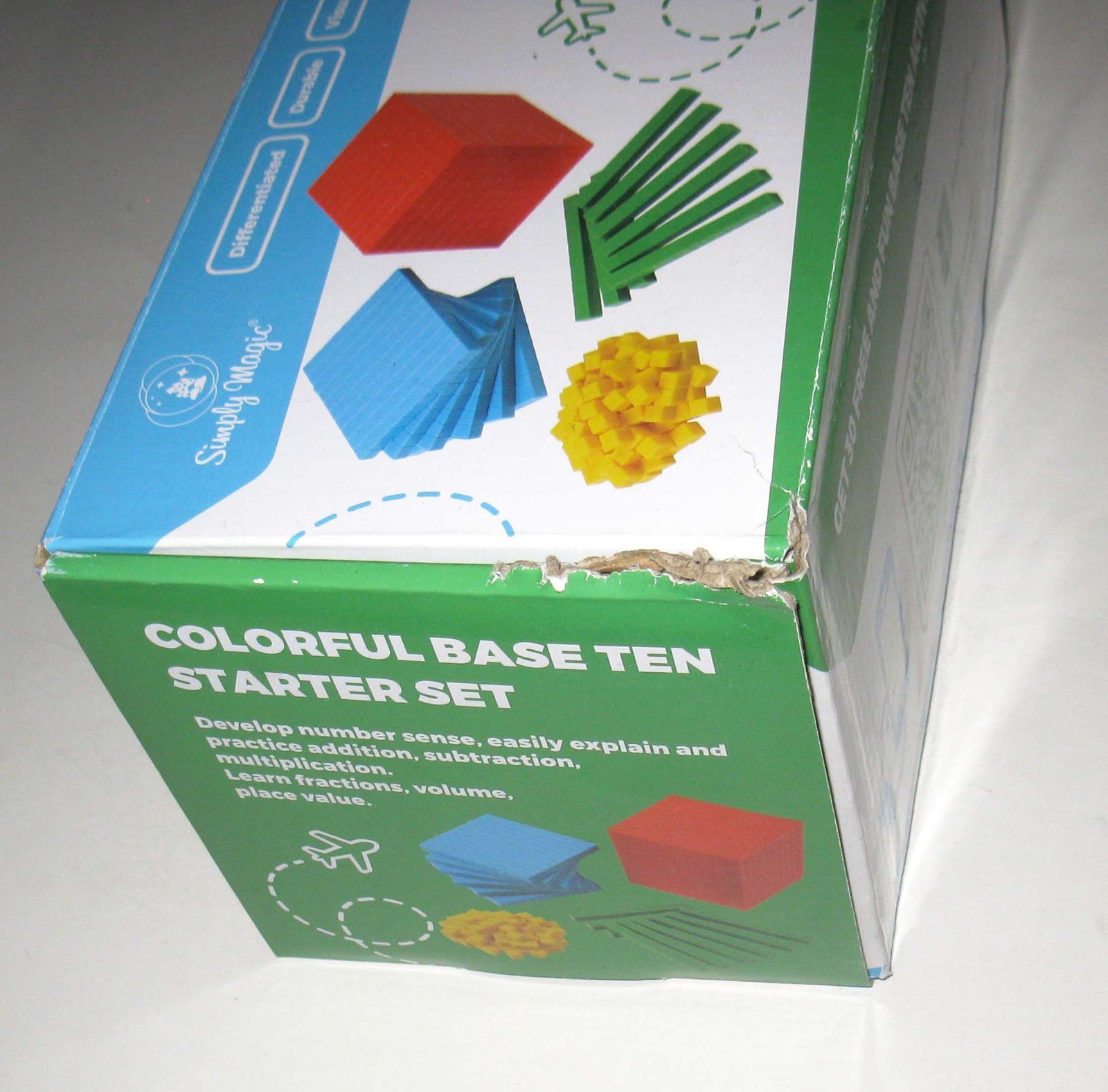 Simply Magic Colorful Base Ten Starter Set 131 Pieces in Box Math Teaching Tools