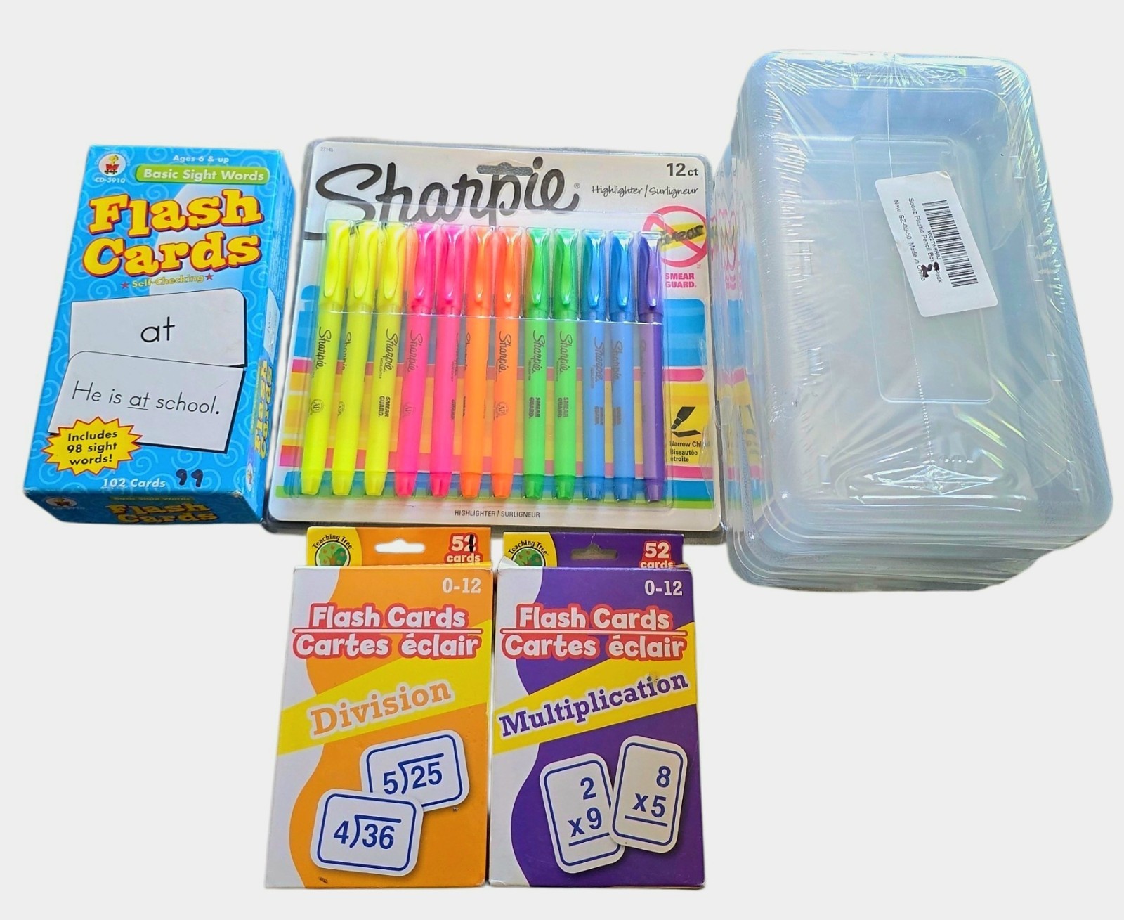 3 Sets of Flash Cards for Kids and Sharpies With Cases School Learning Supplies
