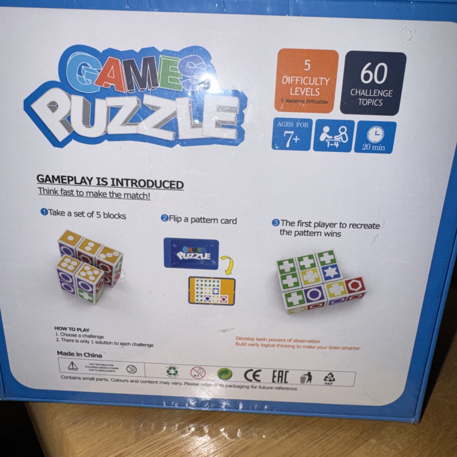 Matching Talent Puzzle Game Educational Toy 7+ With 5 Kinds of Difficulties