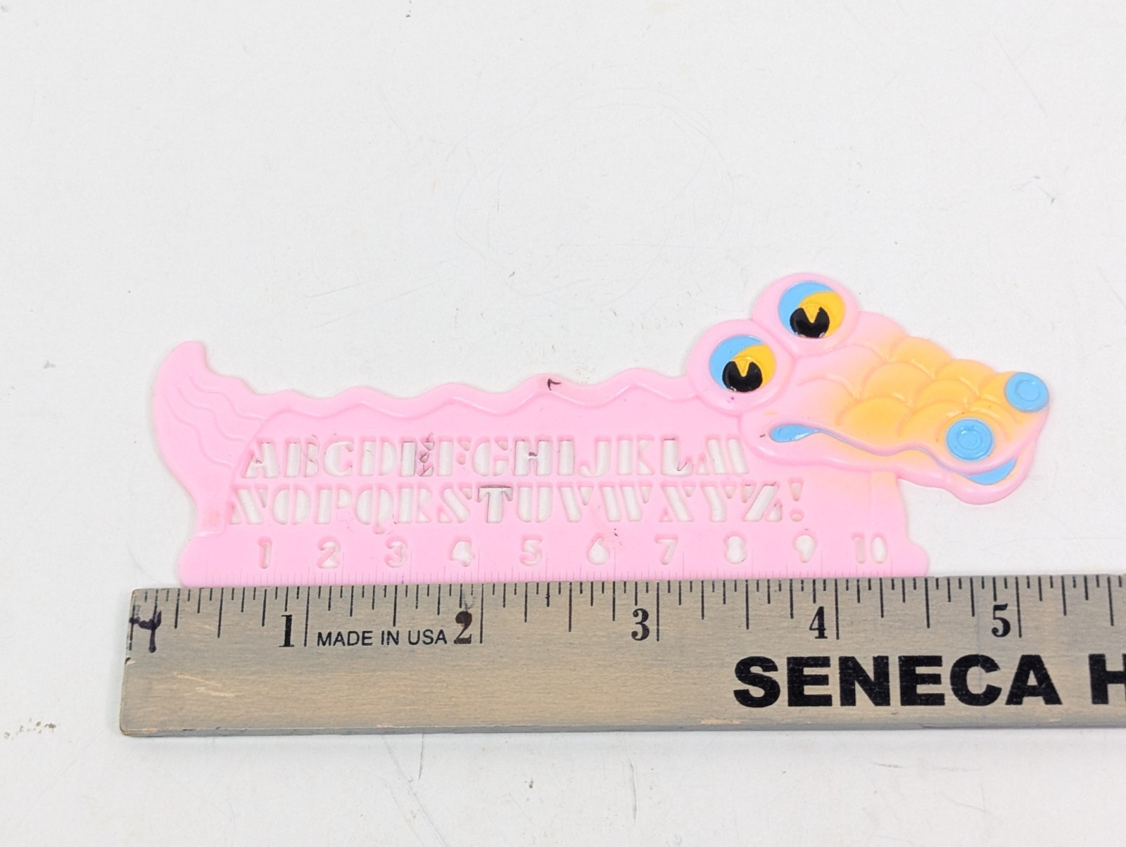 Kids Alligator A-Z Alphabet 1-10, 10cm Ruler Pink 5-1/4″ Length Animal Vintage