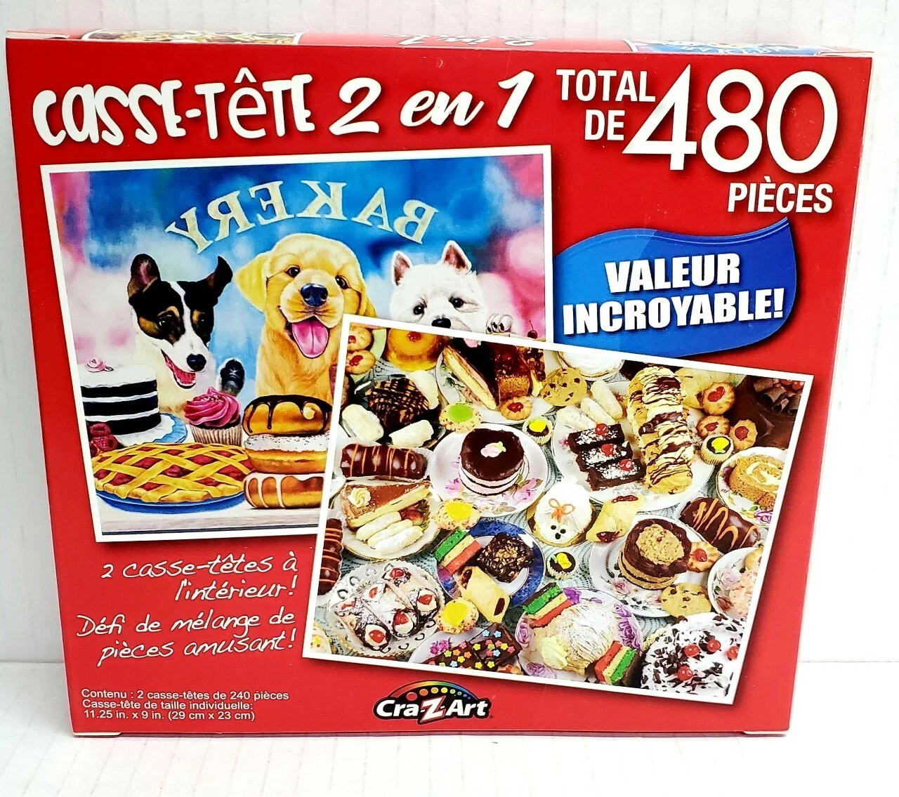 2 IN 1 PUZZLES JIGSAW SET MIXED 480pc TREATS WOLVES TETONS PUPPY PALS RAINBOW