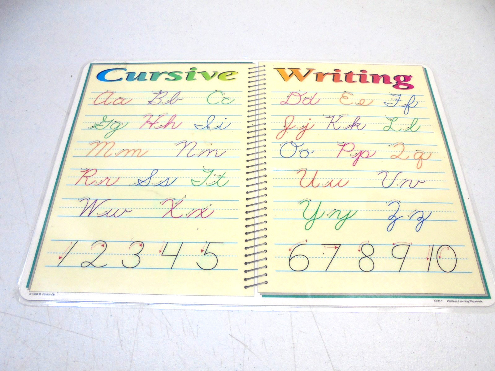 Dry Erase Cursive Placemat Educational Homeschool