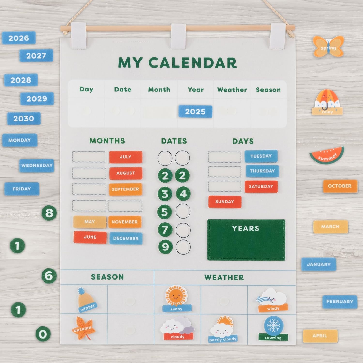 Kids Learning Calendar Preschool Homeschool Months Days Weather Decor