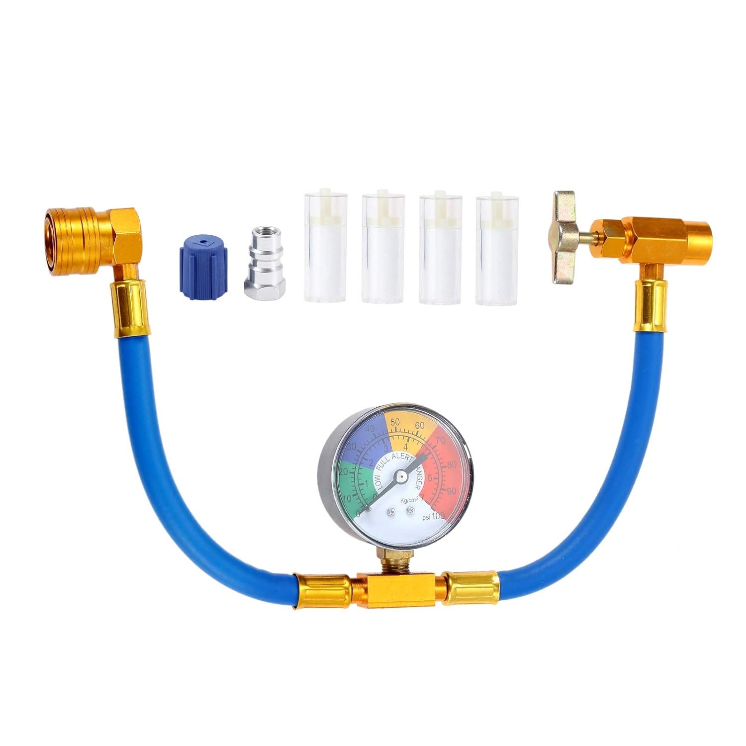 R134A AC Refrigerant Recharge Kit with 1/2″ Self-Sealing R134A Can and Gauge