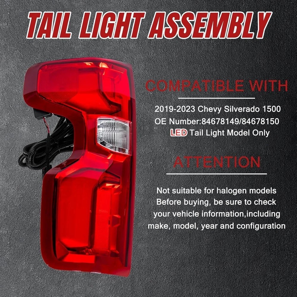 LED Tail Light Assembly Compatible with 2019-2023 Chevy Silverado 1500 left side
