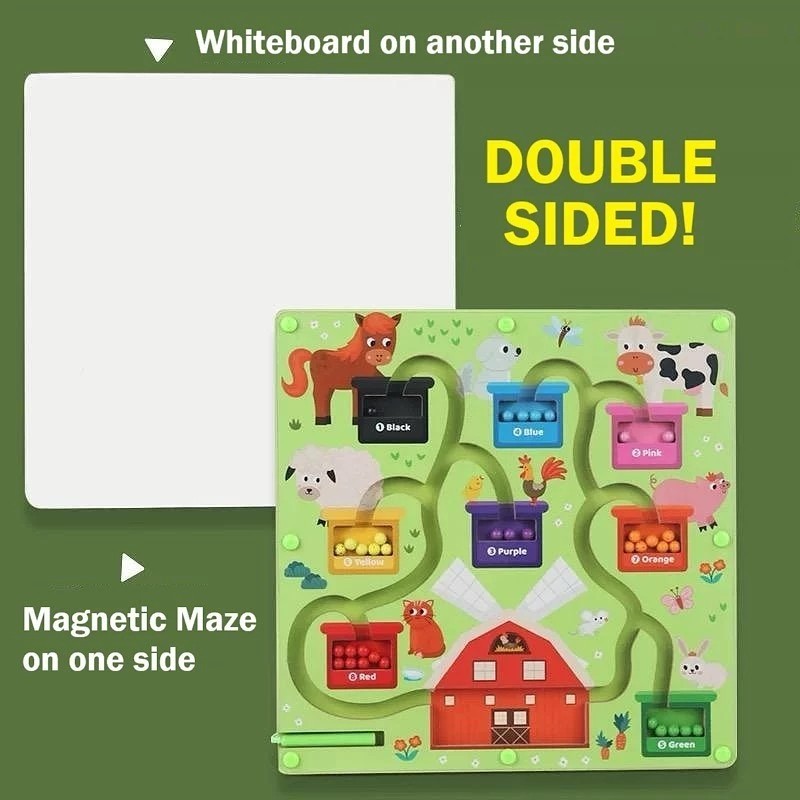 2 in 1 Double Side Magnetic Color & Number Maze, Magnetic Drawing Board Ages 3+