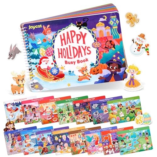 Preschool Busy Book for Toddlers 3-5, Dual-Language Learning Holidays