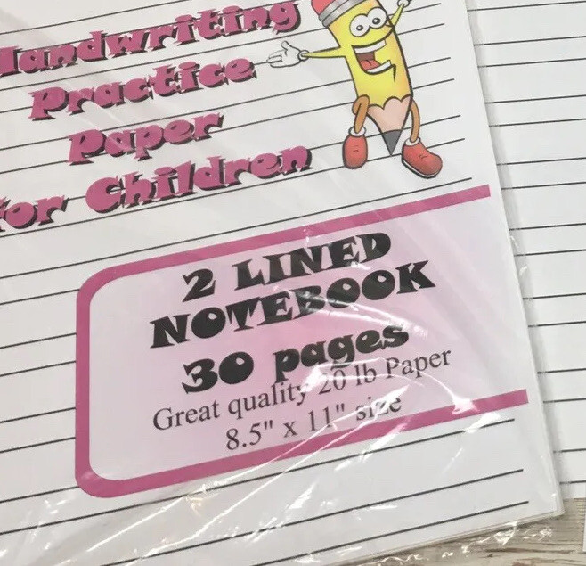2 Lined Notebook Page – Handwriting Practice Paper For Children – 30 Sheets