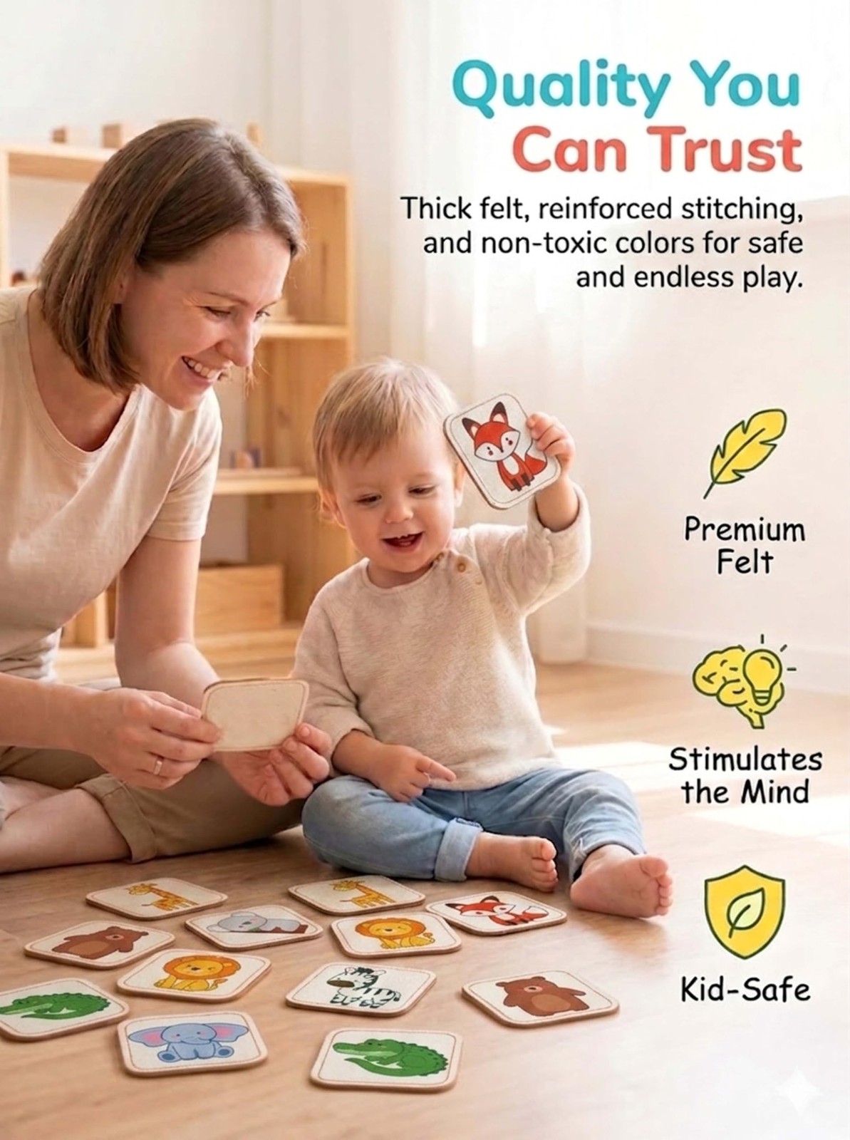 Felt Matching Game for Toddlers, Animal Montessori Toys Travel Toys for 2 3 Y…