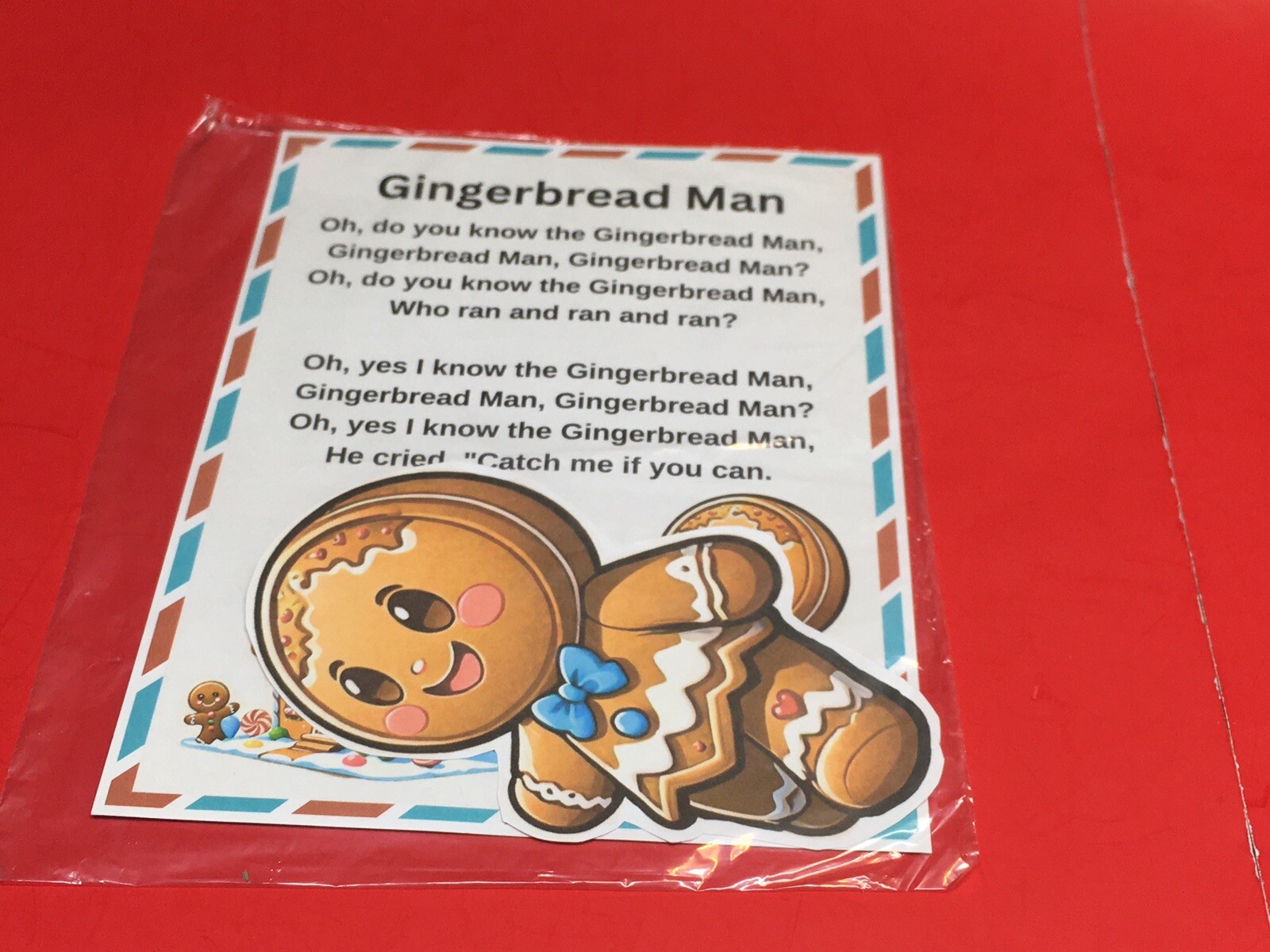GINGERBREAD MAN – FLANNEL FELT BOARD LAMINATED STORY and PIECES