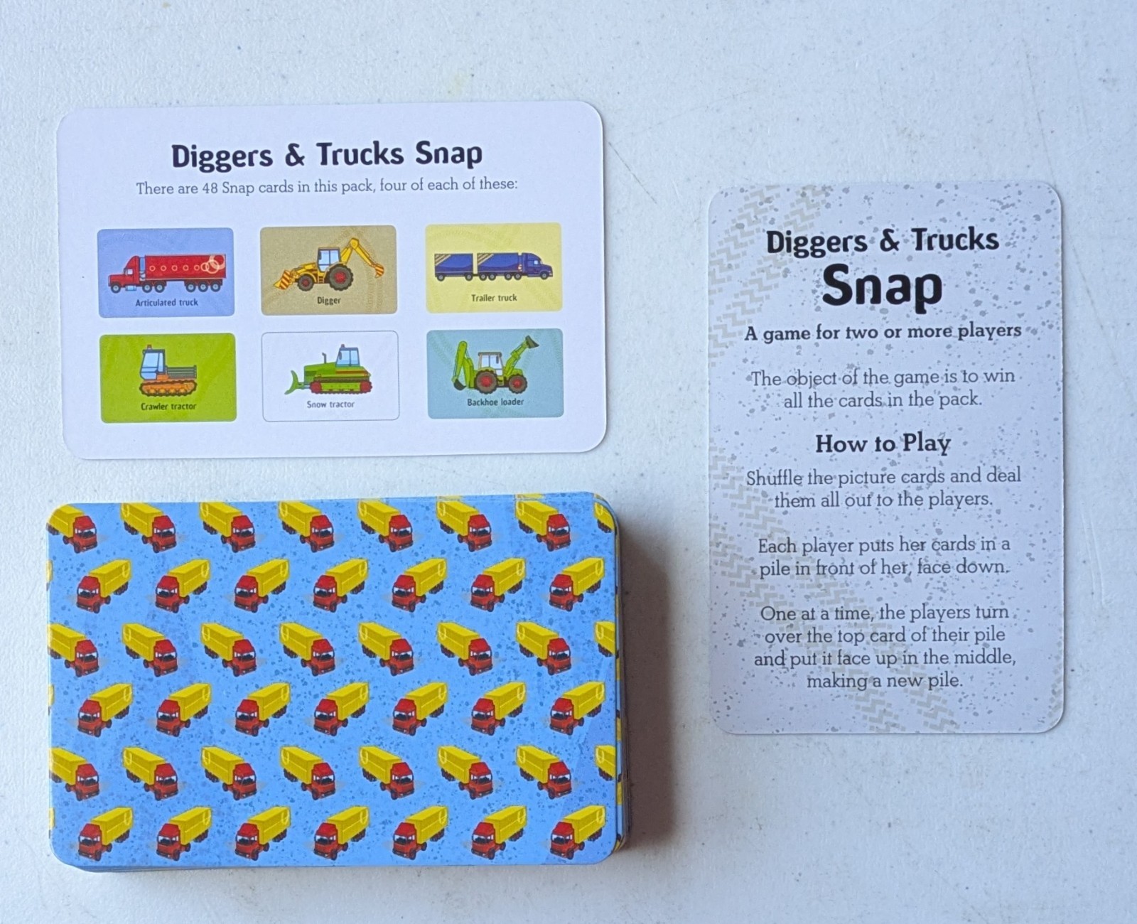 2007 Usborne Trucks and Diggers Snap (Snap Cards) Matching & Reading Skills Game