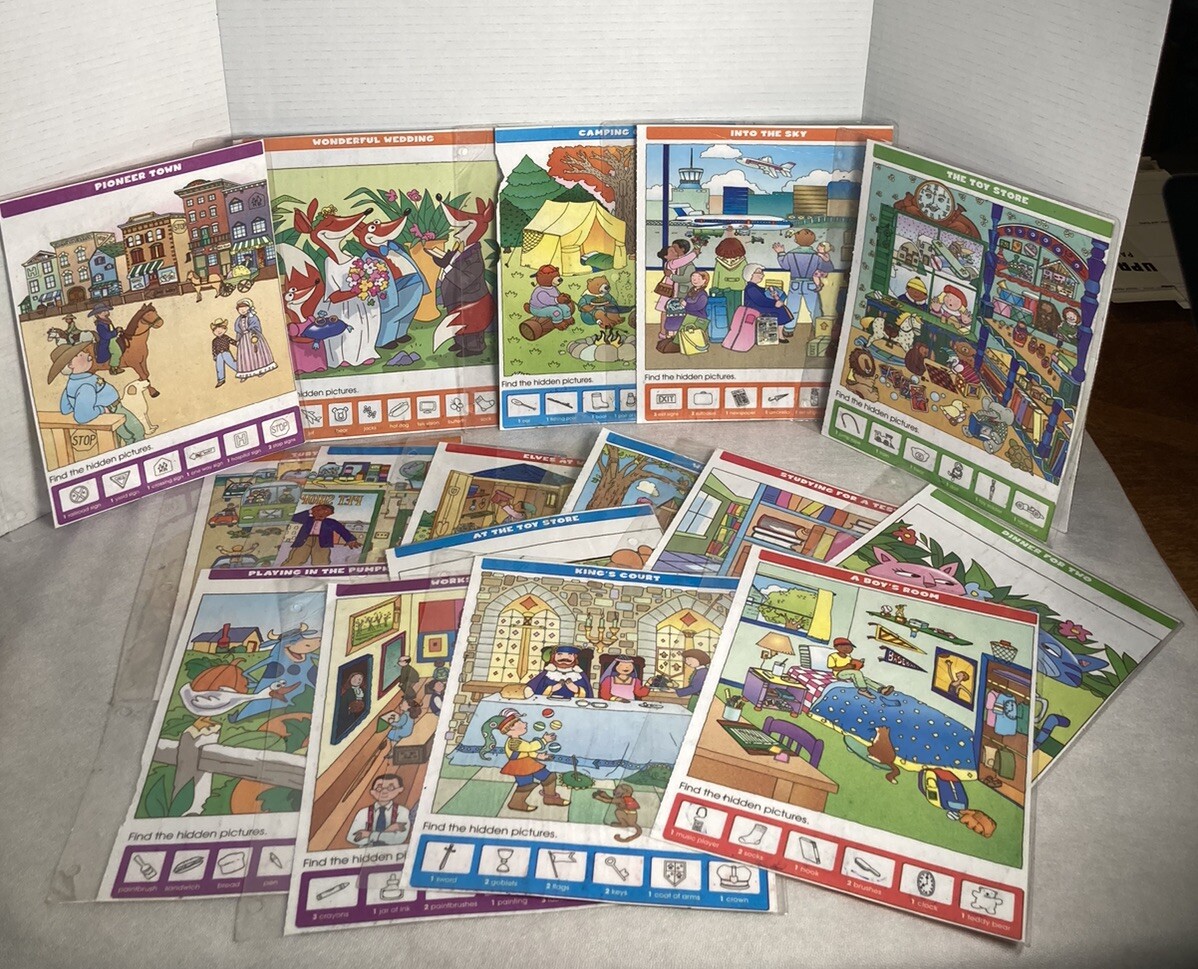 Lot Of 15 Double Sided Loose Laminated Sheets Find Hidden Pictures Activity