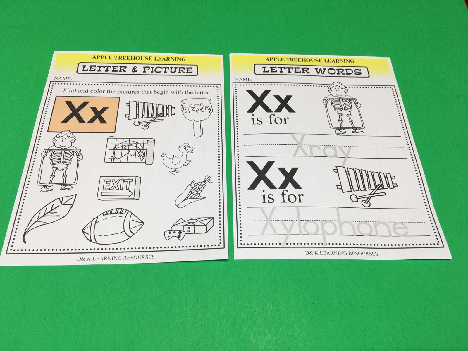 Letter Xx – Apple Treehouse Worksheets – Preschool Teaching supplies 20pgs