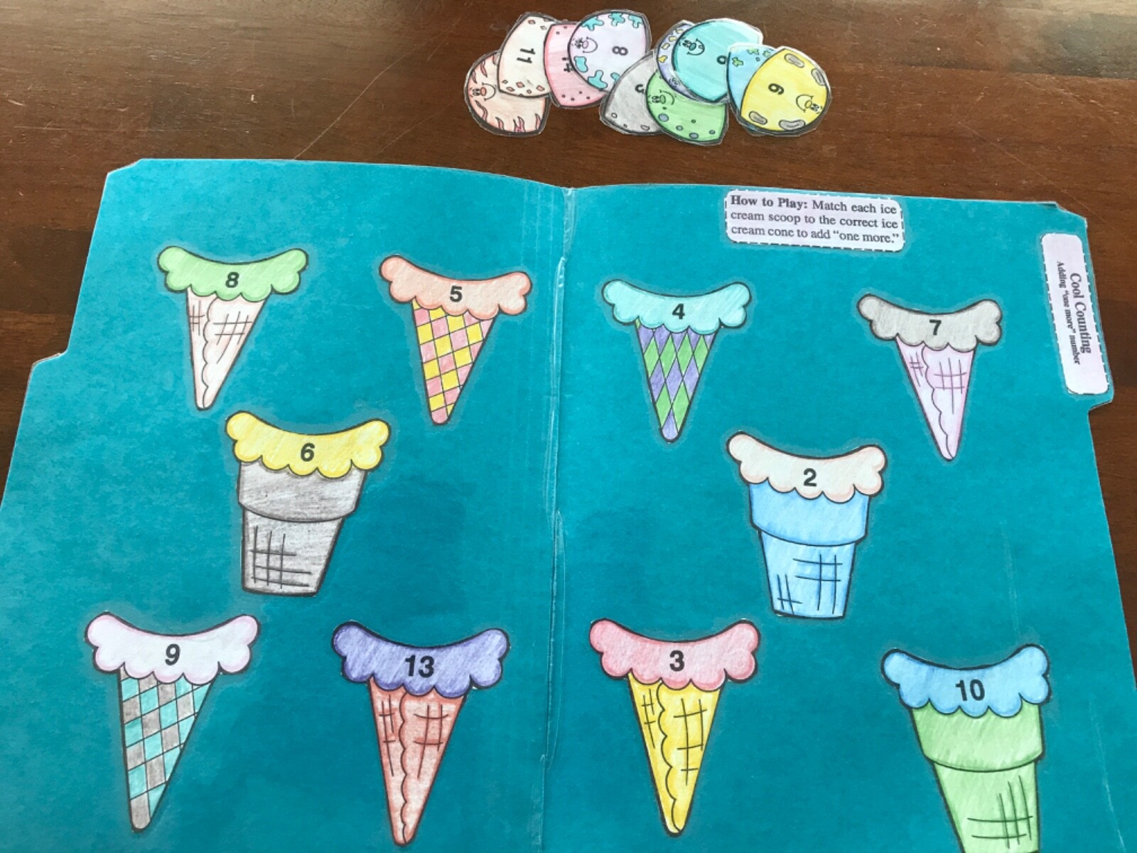 Cool Counting!! One more grade K math file folder game teacher resource