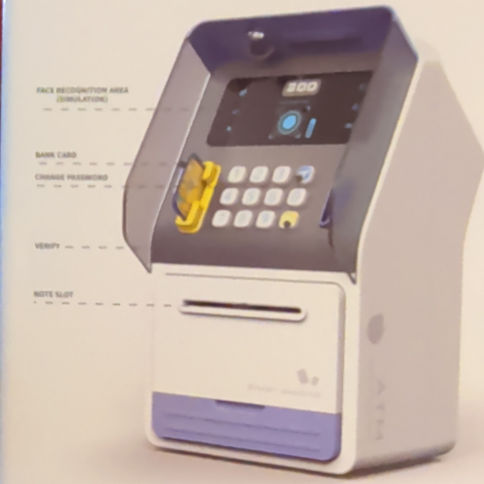 Face Recognition ATM Machine Toy Model 7030 for Kids Ages 3+ White Blue Yellow