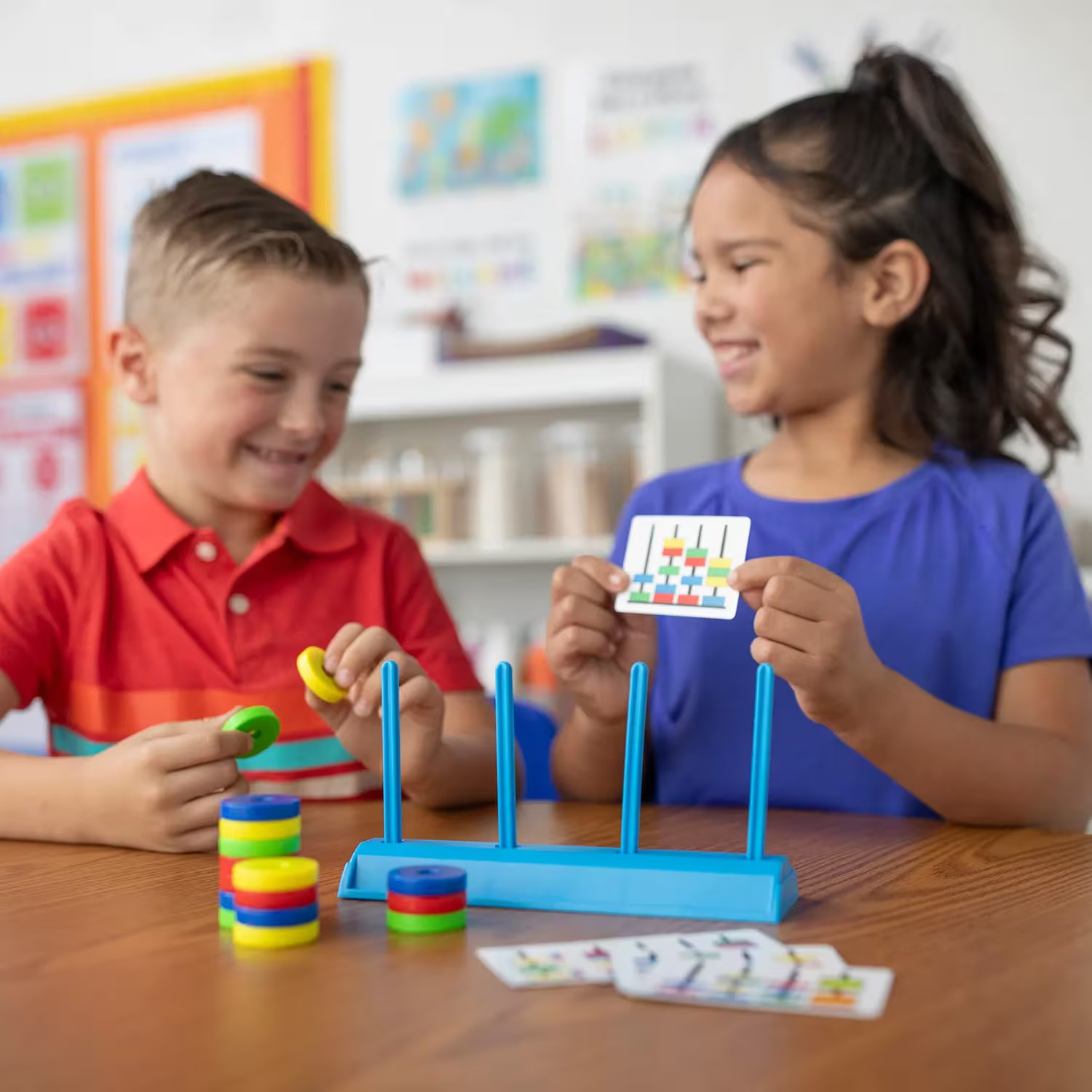 Fun Express 8″ STEM Floating & Stacking Magnets Set with Flash Cards – 70 Pc.