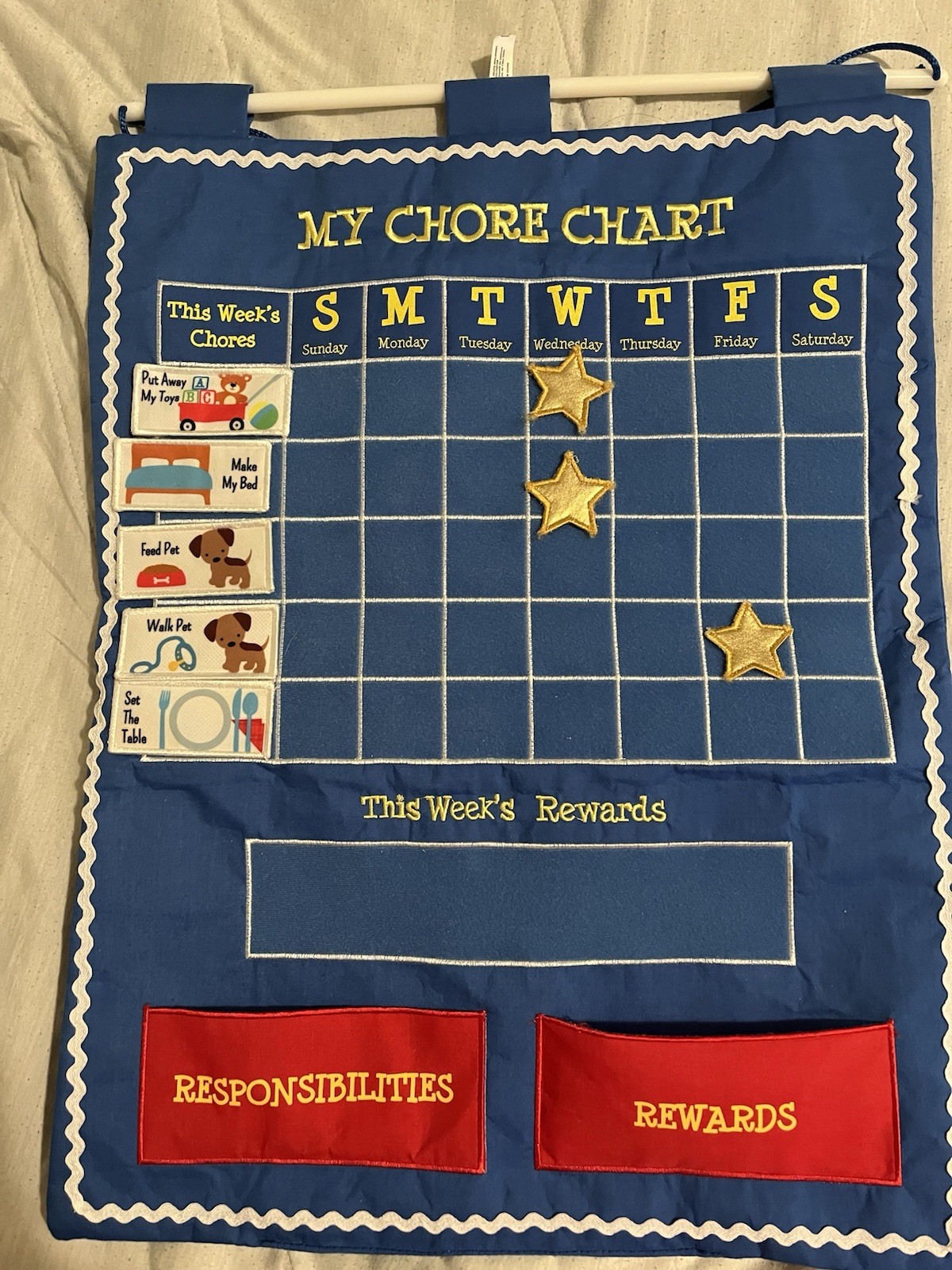 Wall Hanging My Chore Chart- Chores & Rewards For The Week. Complete & Clean
