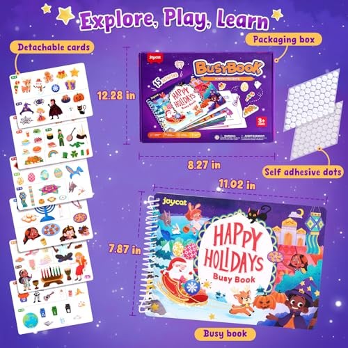 Preschool Busy Book for Toddlers 3-5, Dual-Language Learning Holidays