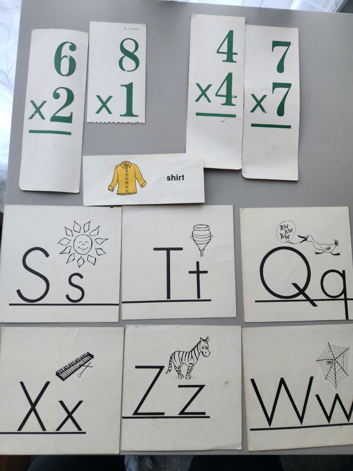 Vintage Set of Alphabet Flash Cards Letters & Numbers for Ephemera Journal Craft