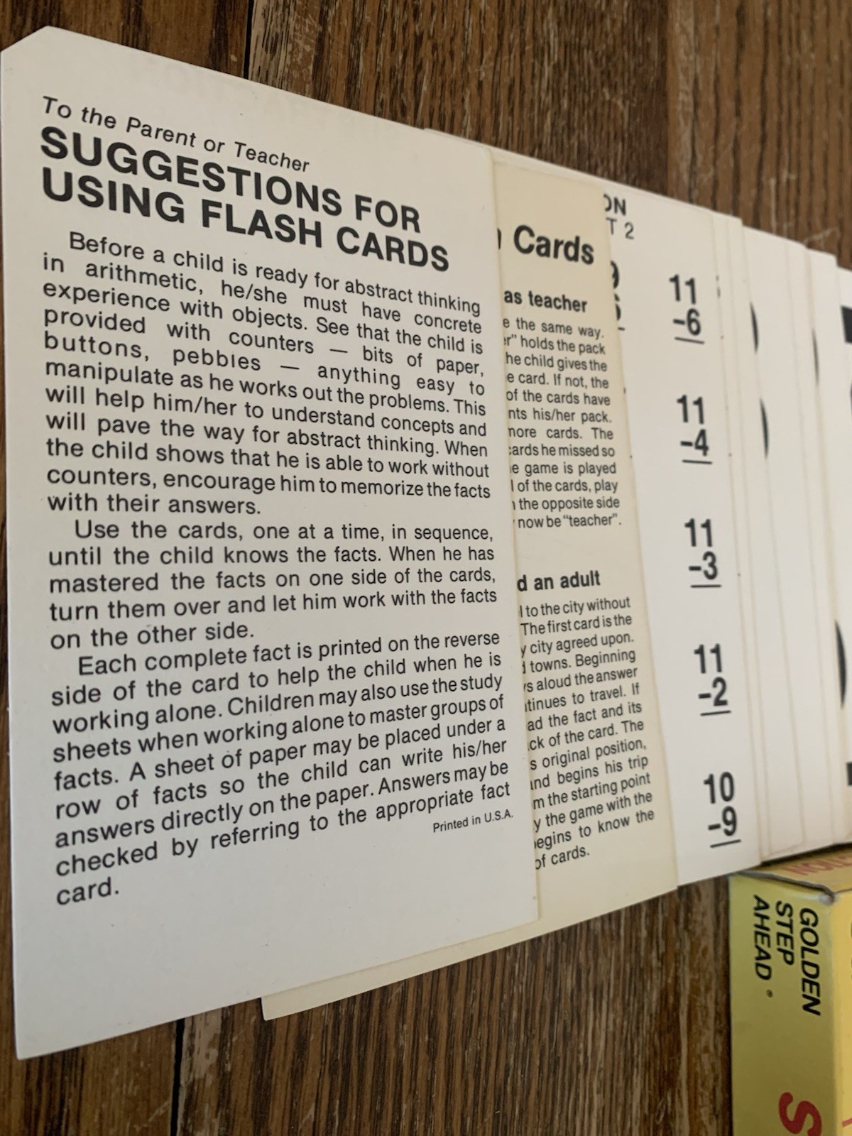 New Old Stock Vintage 1984 subtractionFlash Cards Golden Step Ahead