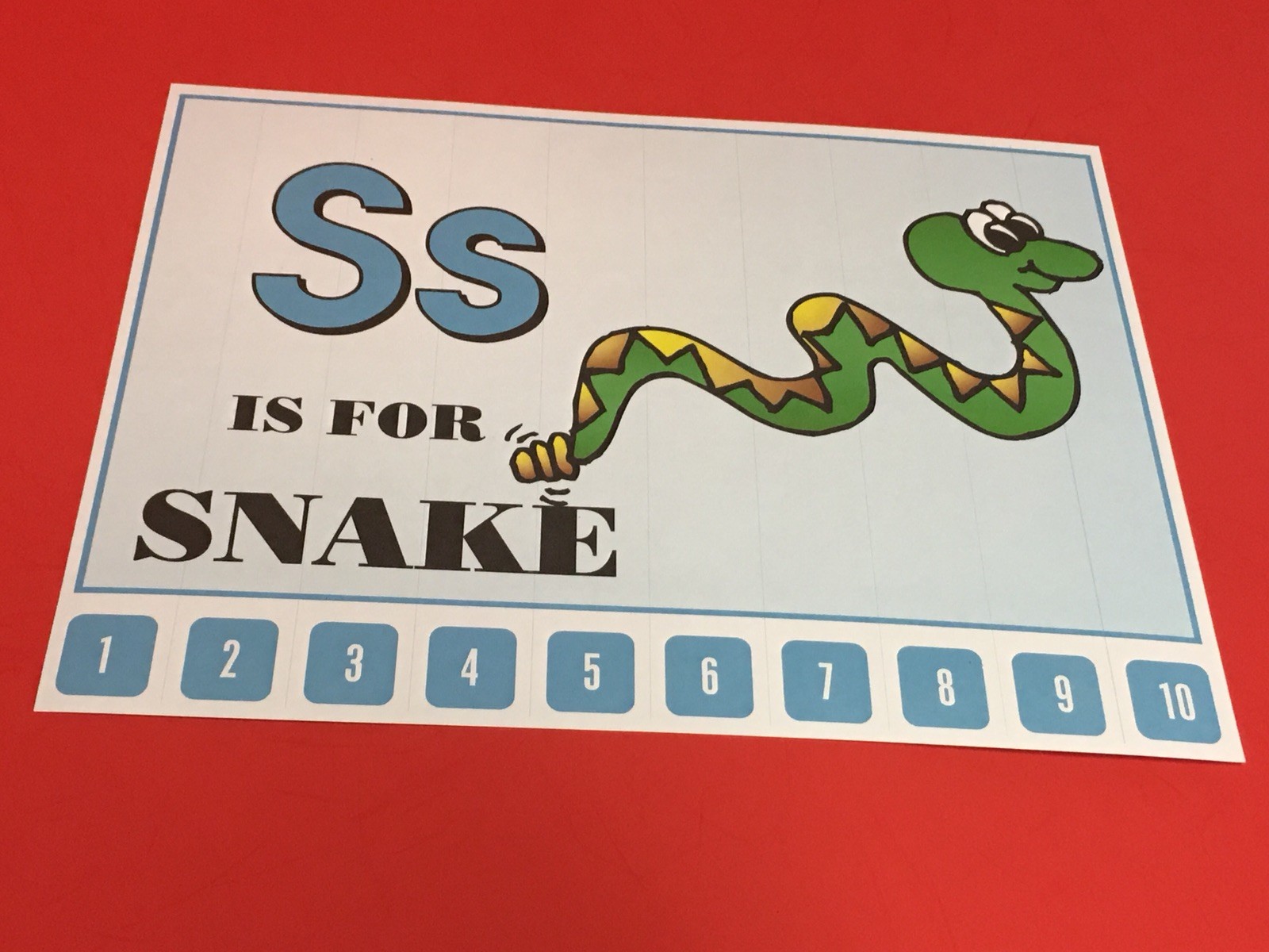 Letter S Snake – Number Sequencing Puzzle, numbers 1-10 Laminated