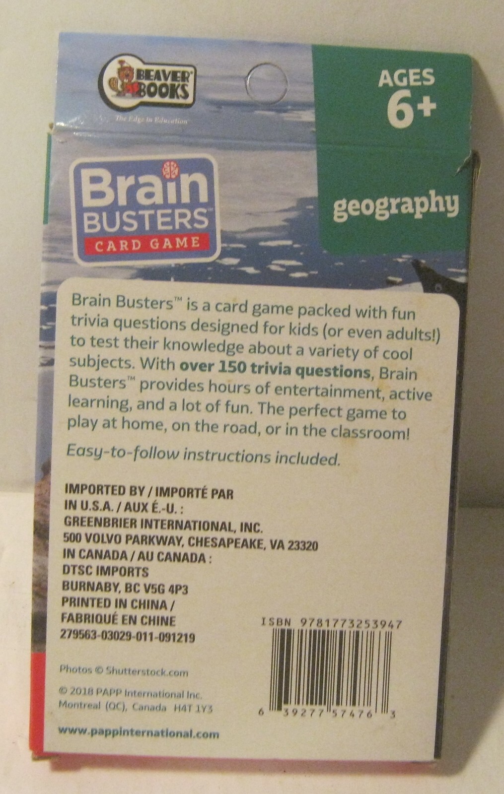 2018 Beaver Books BRAIN BUSTERS Card Game GEOGRAPHY Complete!!
