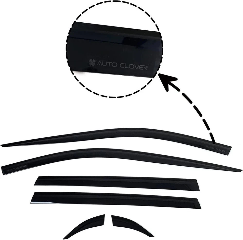 AUTOCLOVER Tape-On Rain Guards Window Visors 6 Pcs Set for Toyota Rav4 2019 2020